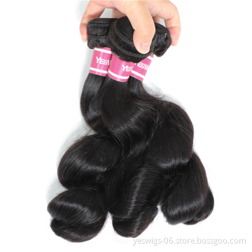 Yeswigs Cuticle Aligned Natural Color Indian Human Hair Extensions Loose Wave Virgin Single Donor Raw Indian Human Hair Weaving